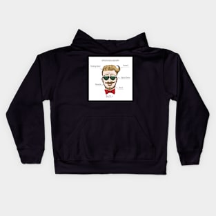 Humorous Hipster head structure. Free font used. Kids Hoodie